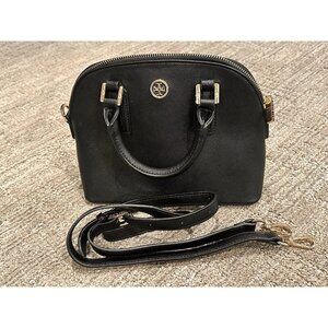 TORY BURCH EMERSON BLACK SAFFIANO LEATHER DOMED SATCHEL CROSSBOY CONVERTIBLE LN